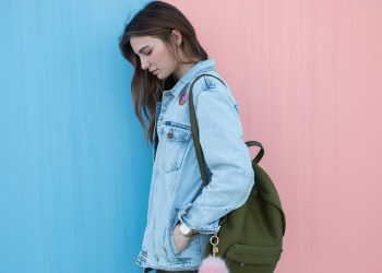 woman, brunette, denim jacket